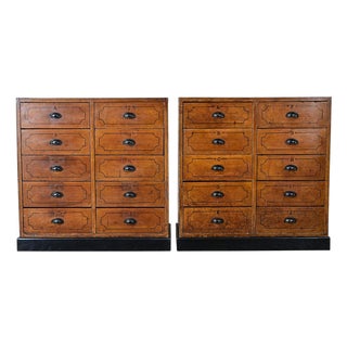 19th Century Pair of English Painted Pine File Drawers For Sale