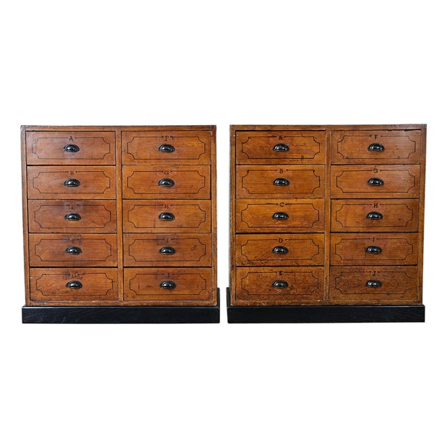 19th Century Pair of English Painted Pine File Drawers For Sale