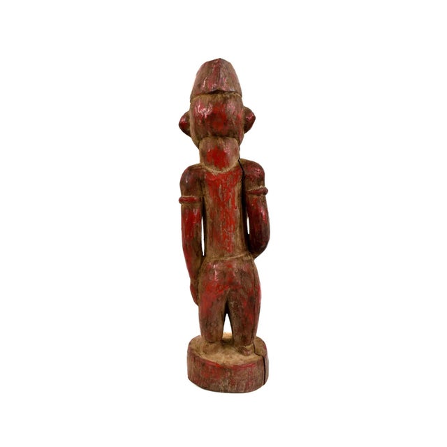 African Early 20th Century Senufo Painted Standing Figure Red Cote D'Ivoire For Sale - Image 3 of 7