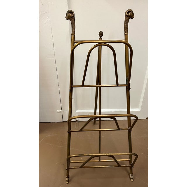 Mid-Century Modern Mid-Century Modern Madison Jenson Style Folding Brass Magazine Rack For Sale - Image 3 of 5
