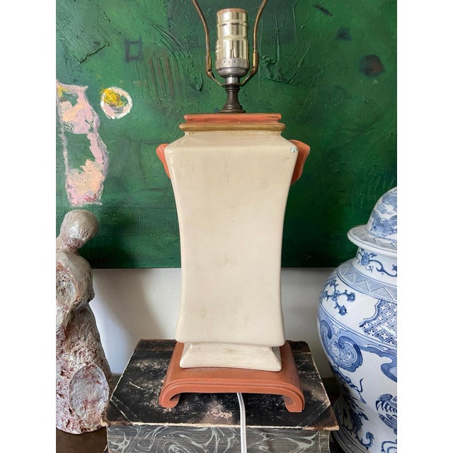 Sculpture Materials Early 20th Century Asian Plaster Ming Influenced Lamp For Sale - Image 7 of 9