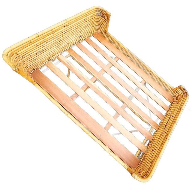 Mid-Century Full Size Stacked Rattan Bed Frame With Wicker Wrappings by Seven Seas For Sale - Image 4 of 8