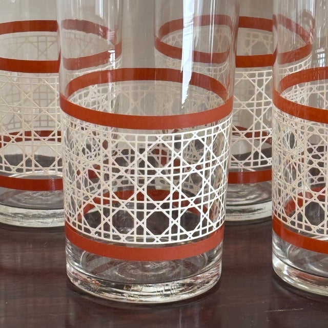 Large Mid-20th Century Woven Cane Pattern Tumblers -- Set of 7 For Sale - Image 15 of 16