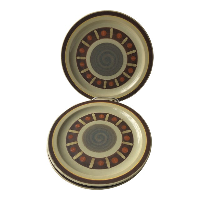 Midcentury Vera Cruz International Stoneware Dinner Plates S/3 For Sale