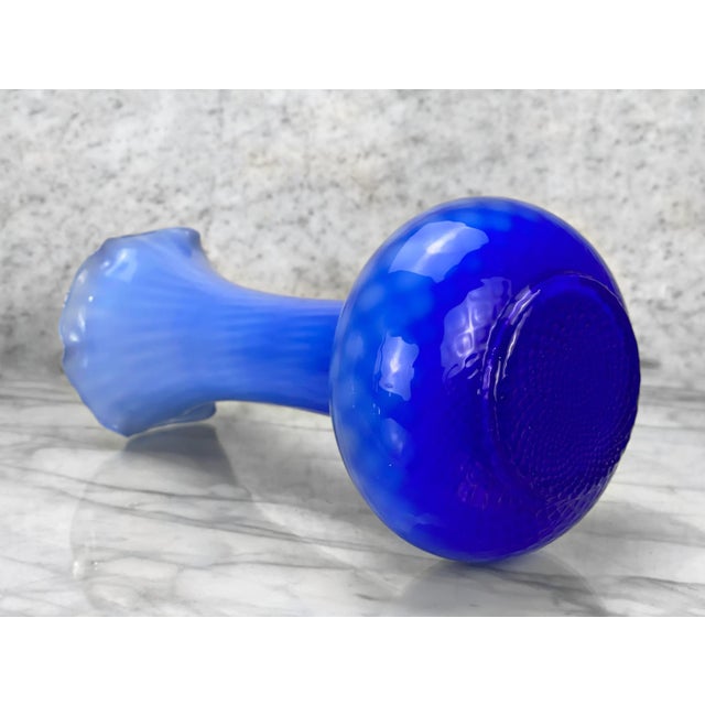 Glass Vintage Italian Murano Cobalt Blue Blown Art Glass Flared Vase For Sale - Image 7 of 8