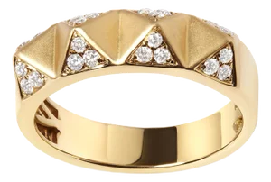 14K Yellow Gold 1/4 Cttw White Diamond Pyramid Band Ring - Size 7