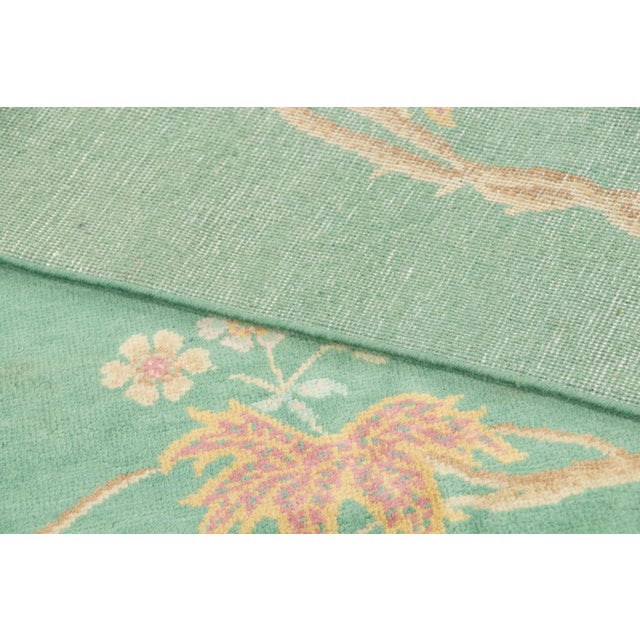 Textile Contemporary Chinese Deco Style Green Floral Square Wool Rug by Rug & Kilim For Sale - Image 7 of 9