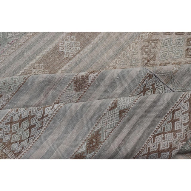 Vintage Neutral Paneled Kilim Flat-Weave in Neutral Muted Tones For Sale - Image 12 of 13