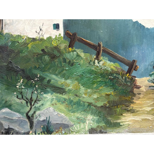 1940s 1940s European Alps Oil Painting on Old Advertisement Board For Sale - Image 5 of 11