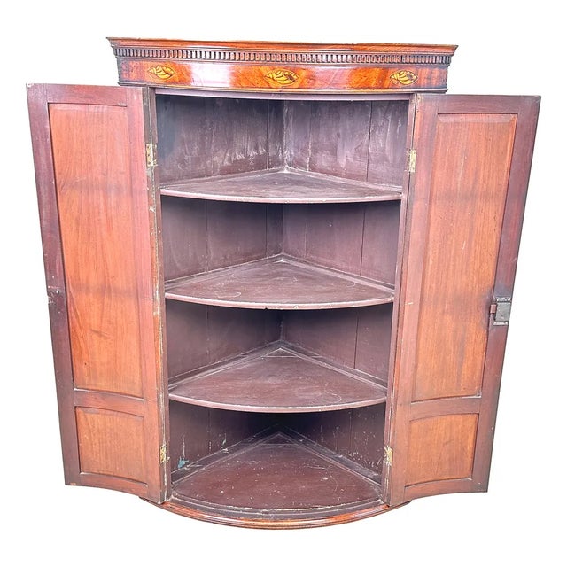 A Very Good Quality, Late 18th Century, George III Period Mahogany Bowfronted Hanging Corner Cupboard, Having Attractive...