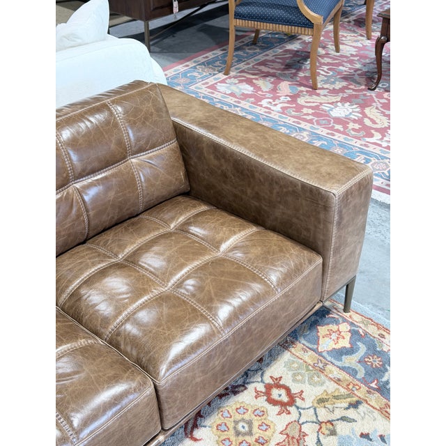 Animal Skin American Leather Barcelona Leather Sofa & Dual Ottoman Lounge Set in Umbria S’More Leather For Sale - Image 7 of 12