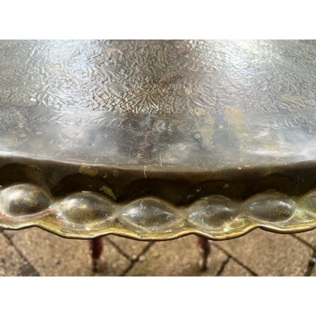 Metal 1920sw Vintage Etched Brass Bohemian Tray For Sale - Image 7 of 7