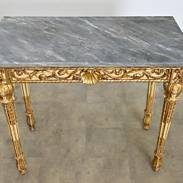 Italian 19th Century Painted and Parcel Gilt Marble Top Console Table For Sale In Baton Rouge - Image 6 of 13
