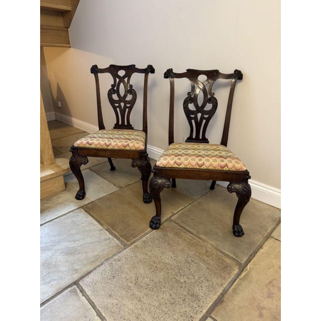 Antique Irish Victorian Chippendale Style Mahogany Dining Chairs, 1880, Set of 6 For Sale - Image 3 of 14