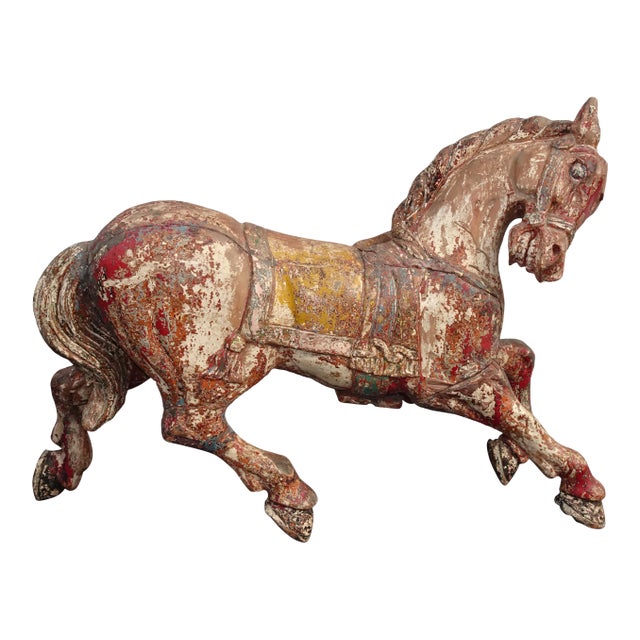 19th Century 26" Tall Statue Carousel Prancing Horse For Sale