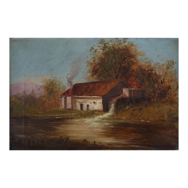 Early 20th Century Original Autumnal Landscape -- The Old Adobe Water Mill For Sale