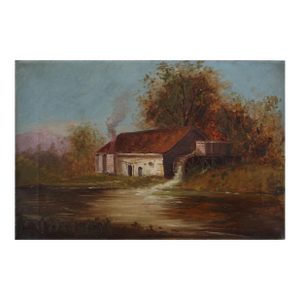 Early 20th Century Original Autumnal Landscape -- The Old Adobe Water Mill