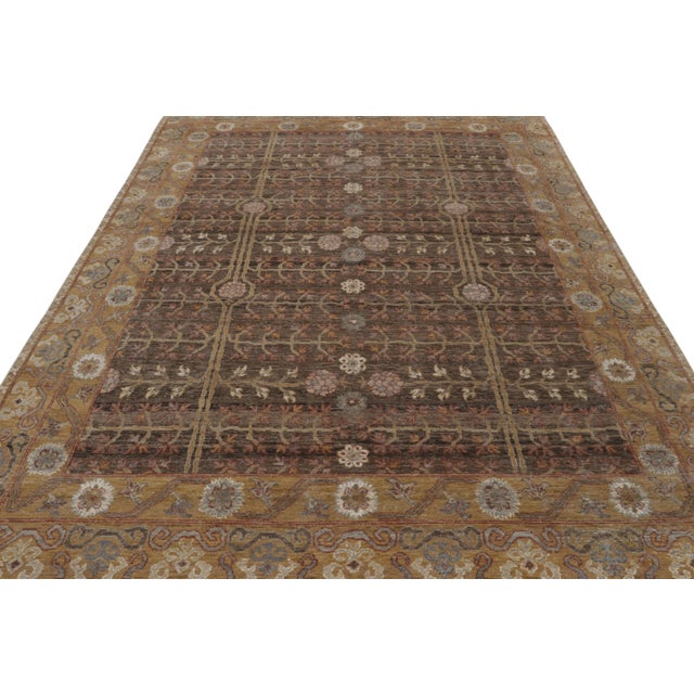 2010s Rug & Kilim’s Khotan Rug in Brown and Gold With Geometric Patterns For Sale - Image 5 of 8
