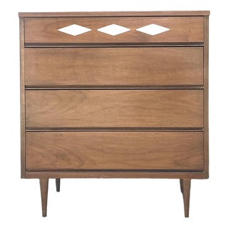 Vintage MCM Bassett Interchangeable Diamond Tall Chest of Drawers For Sale