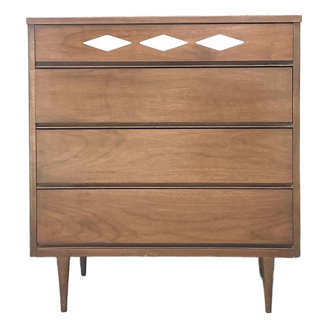 Vintage MCM Bassett Interchangeable Diamond Tall Chest of Drawers For Sale