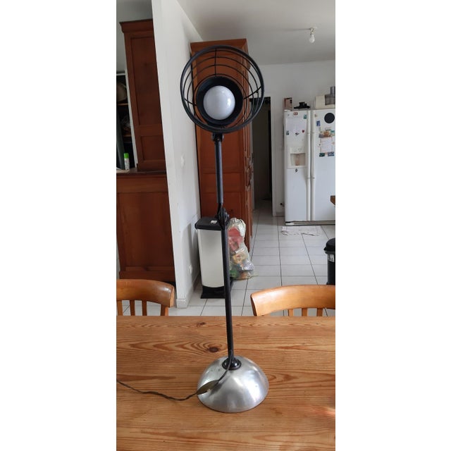 Industrial MAZDA lamp in the Gras style from 1930, aluminum base, cast iron lead, 2 articulated arms, grid reflector,...