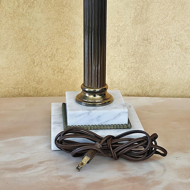 Mid 20th Century Vintage Sinumbra Astral-Style Brass, Marble & Crystal Table Lamp For Sale - Image 5 of 18