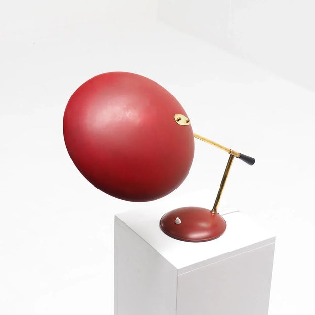 Mid-Century Modern Table Lamp in Red Painted Metal, 1950s For Sale - Image 3 of 12