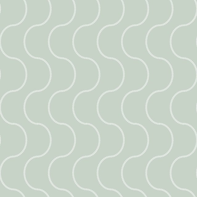Moire Lace Wallpaper by Paule Marrot in Light Sage For Sale