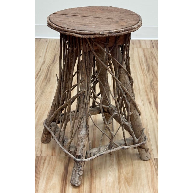 Antique Adirondack Style Twig Side Table or Stool For Sale - Image 4 of 8