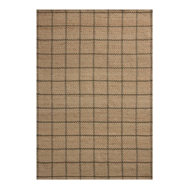 Chris Loves Julia x Loloi Fletcher Natural / Olive 18" x 18" Sample Rug For Sale