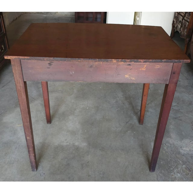 Wood 19th Century Federal Bow Front Mahogany Single Drawer Side Table For Sale - Image 7 of 8