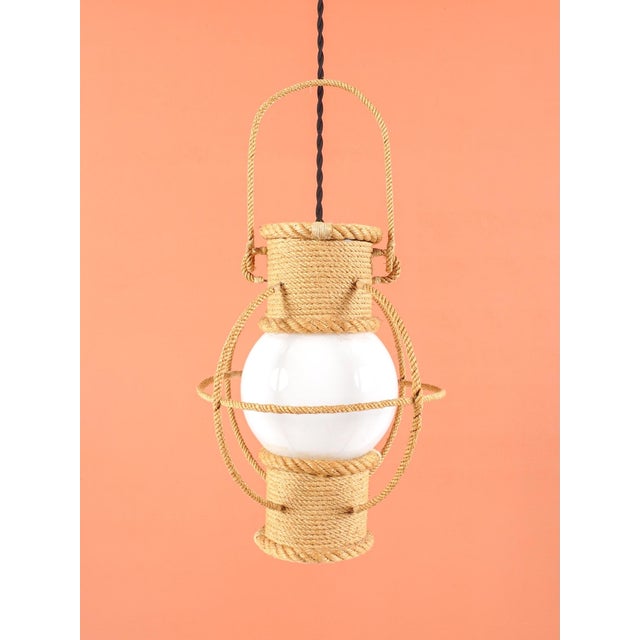 1960s Rope and Opaline Lantern by Adrien Audoux & Frida Minet, 1960s For Sale - Image 5 of 6
