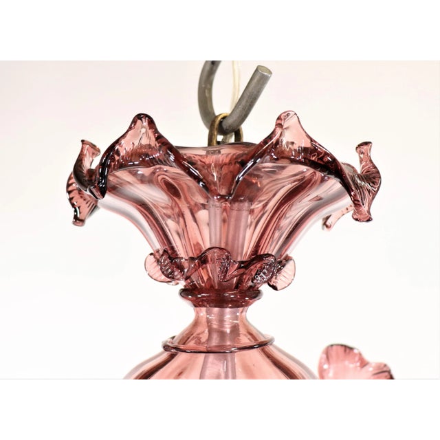 Traditional Large Purple Murano Chandelier For Sale - Image 3 of 13