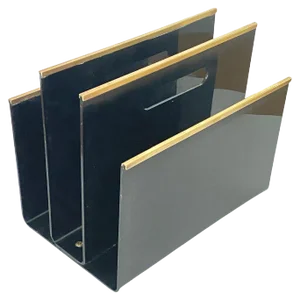 Acrylic Glass and Brass Magazines Stands, France, 1970s