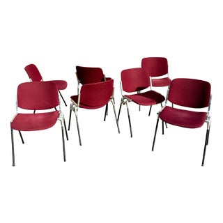 Vintage Italian DSC 106 Red Stacking Chair by Anna Castelli Ferrieri for Castelli, 1970s For Sale