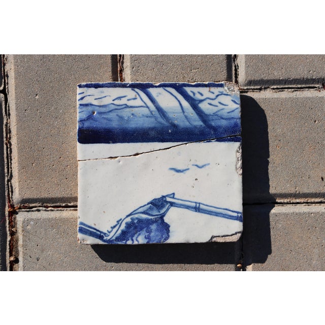 Blue 18th Century Tile Captain Scene With Birds, Portuguese Antique Baroque For Sale - Image 8 of 9