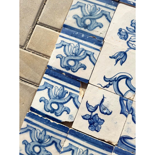 Antique 18th Century Portuguese Tile Panel With Classical Flower Vase For Sale - Image 11 of 18