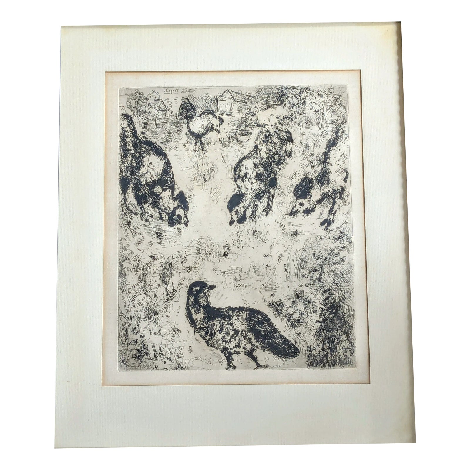 Marc Chagall, The Partridge and the Roosters, Original Etching, 1952 ...