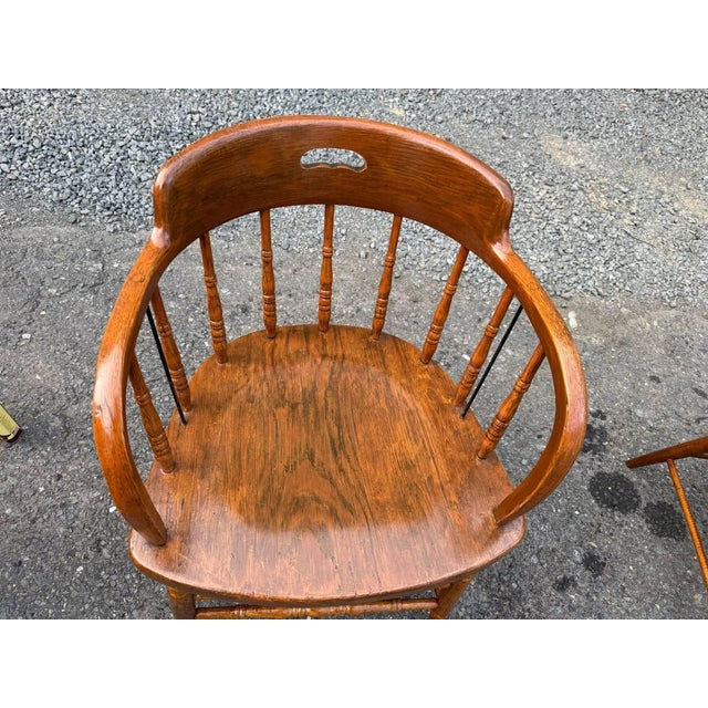 Early 20th Century Pair of Heywood Brothers & Wakefield Co. — Philadelphia, Pa Barrel Oak Armchairs For Sale In Washington DC - Image 6 of 16