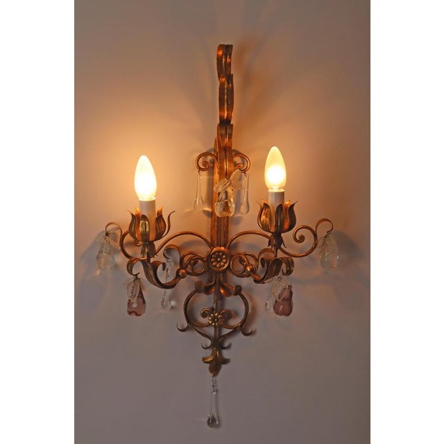 Venetian Hollywood Regency Chandelier with Crystal Glass & Leaves, 1950s For Sale - Image 14 of 18