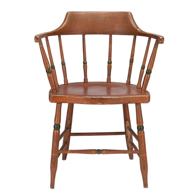 American Painted Windsor Captain's Chair (1820) For Sale - Image 13 of 13