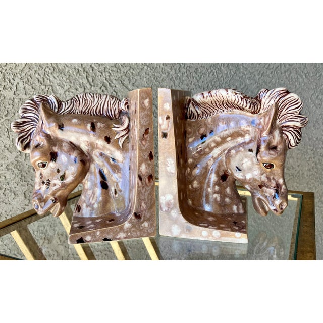Late 20th-Century Horse Head Earthenware Artisan Crafted Bookends – A Pair For Sale - Image 11 of 12