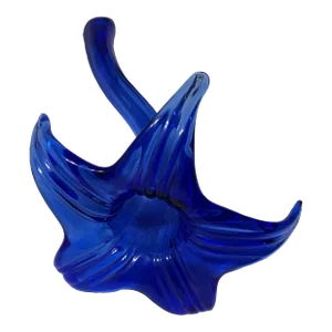 Art Nouveau Mid 20th Century Blue Glass Lily Sculpture