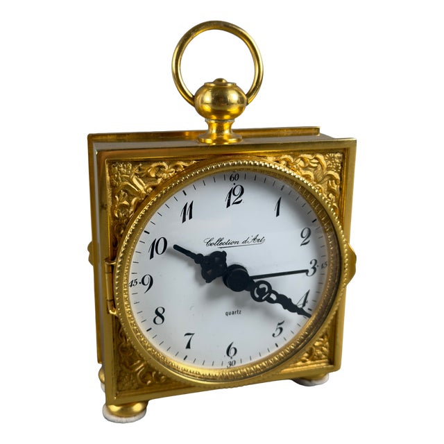 Table Clock Collection Dart Gold-Plated Brass Glass Quartz, Italy For Sale