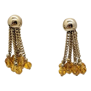 Vintage 1950s Signed Napier Goldtone & Faux-Citrine Dangle Clip Earrings - 2 Pieces