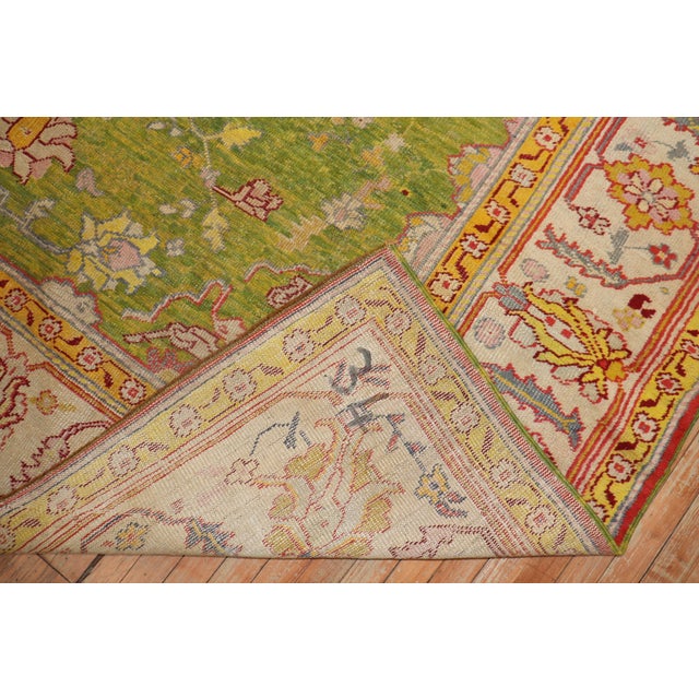 Green Antique Zabihi Collection Apple Green Turkish Oushak Rug - 8'8" x 10'7" For Sale - Image 8 of 12