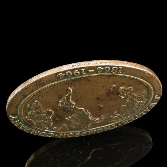 Bronze 1960s Mid Century Vintage Centennial Medallion, American, Bronze, J Walter Thompson, Anniversary For Sale - Image 8 of 8