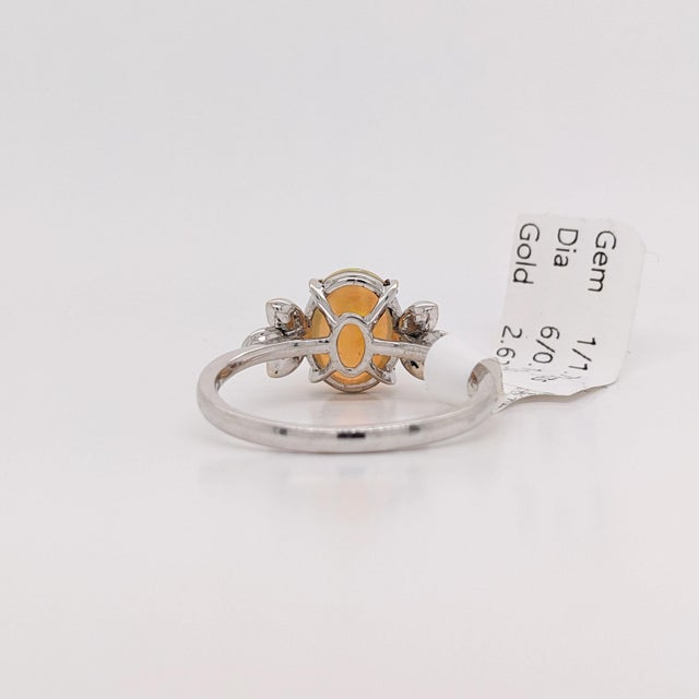 2.3ct Opal Ring With Earth Mined Diamond Accents: Solid 14k Gold, Size 6.75 For Sale - Image 10 of 10