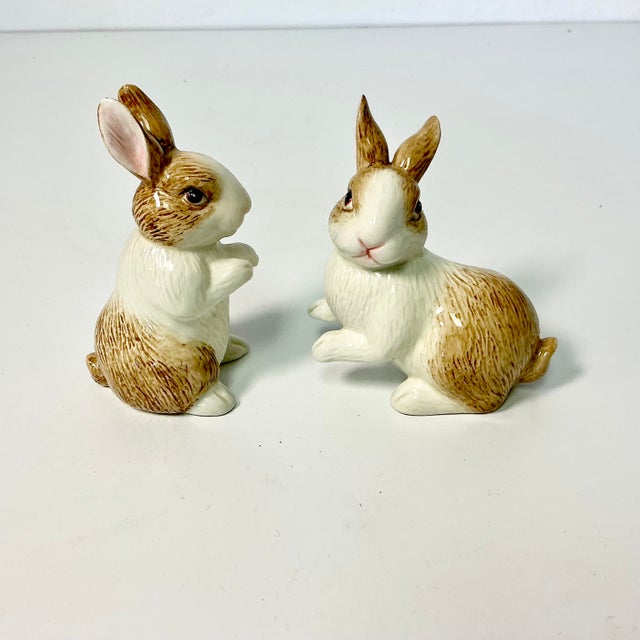 This is a whimsical pair of Brown-Eyed Bunny Salt & Pepper Shakers. They are from Fitz & Floyd. They originally had a...