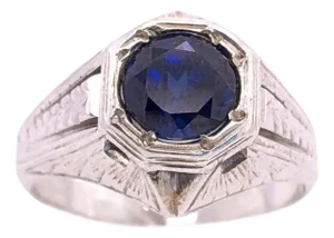 14 Karat White Gold Sapphire Solitaire Ring
